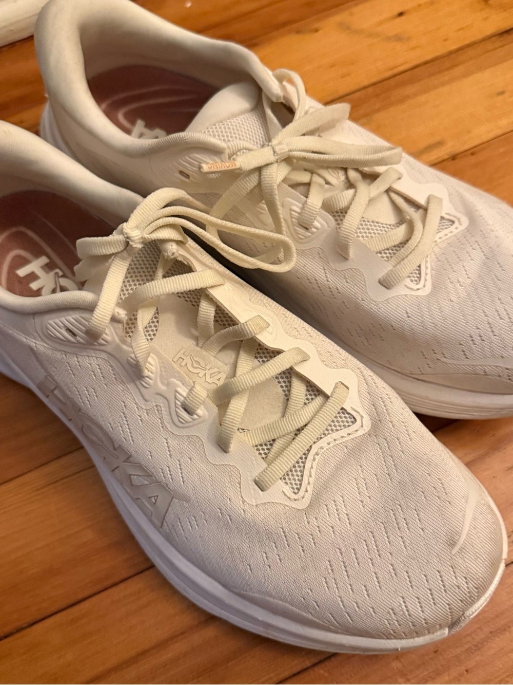 Hoka Women's Off-White Running Sneakers - Neutral Lace-Up
